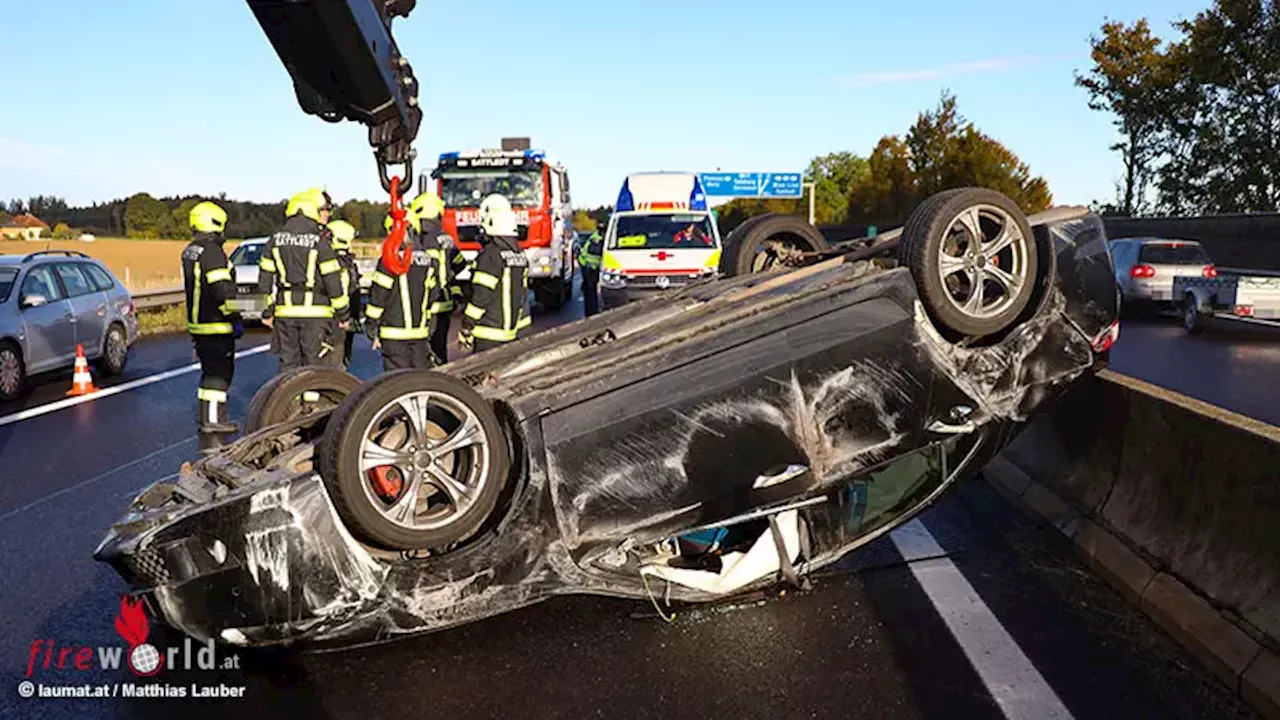 Unfall auf der A9 Pyhrnautobahn - Pkw überschlägt sich