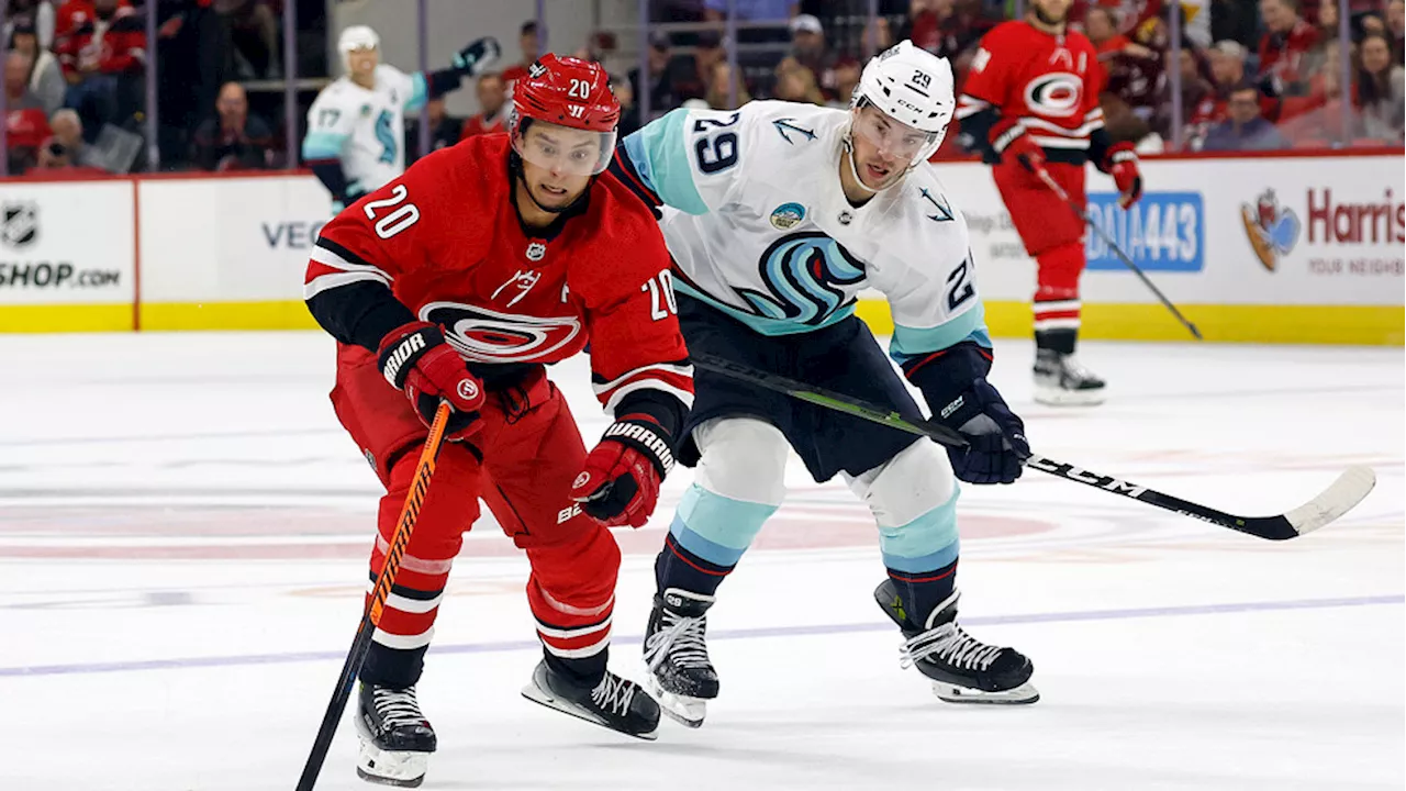 Martin Necas scores in overtime to give Hurricanes 3-2 win over Kraken