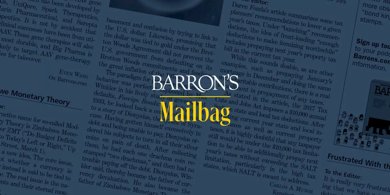 Letters to the Editor of Barron’s