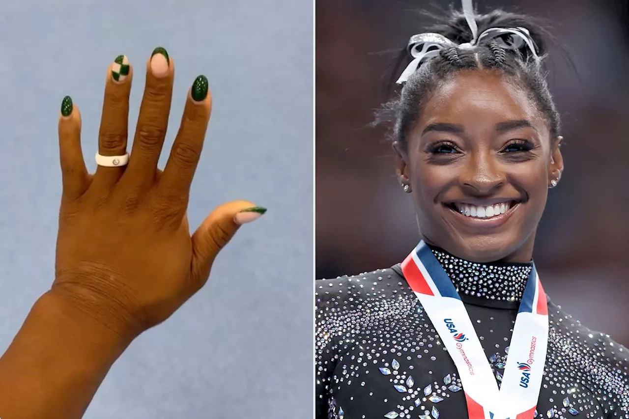 Simone Biles Sports Chic Green Bay Packers-Themed Manicure in Support of Husband Jonathan Owens