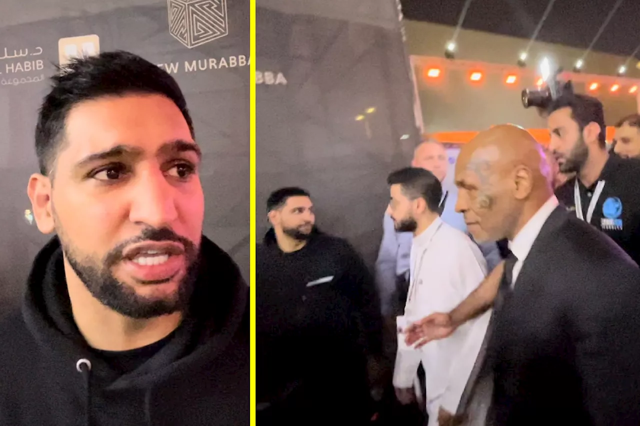 – Mike Tyson interrupts Amir Khan interview at Tyson Fury vs Francis Ngannou press con...