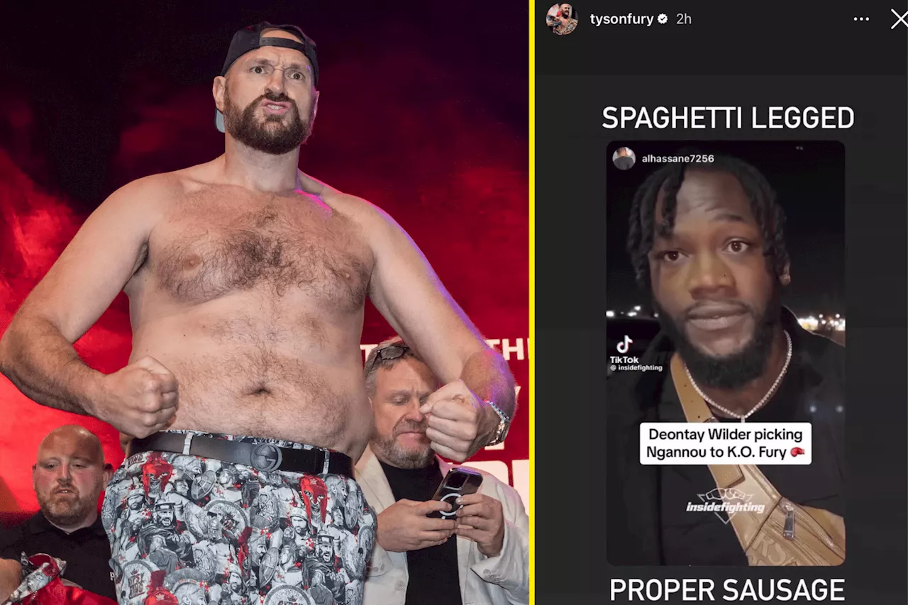 Tyson Fury responds to ‘proper sausage’ Deontay Wilder backing Francis Ngannou to knock him out...