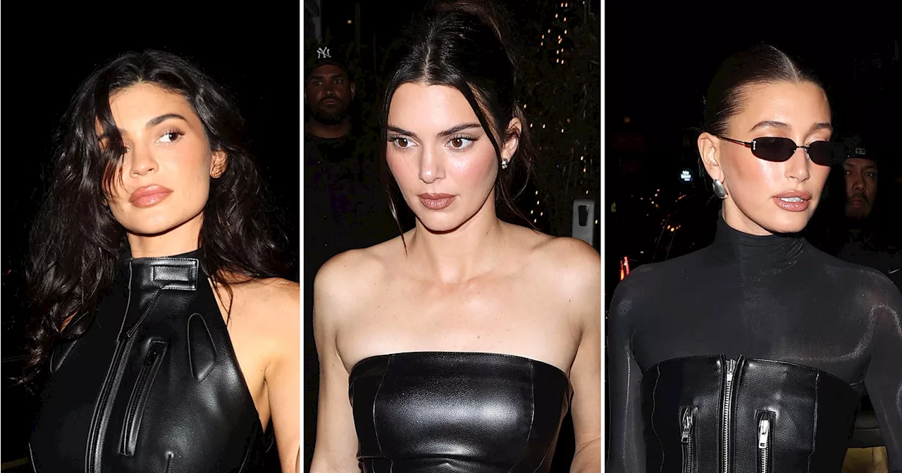 Kylie and Kendall Jenner Coordinate in Leather for Night Out in L.A. 