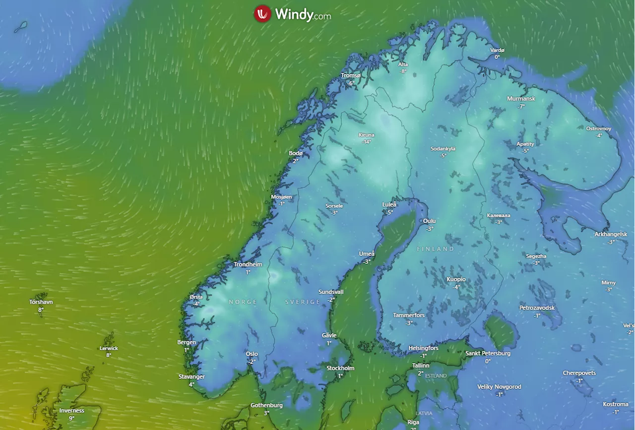 Temperaturene synker - men Vestlandet kan glede seg