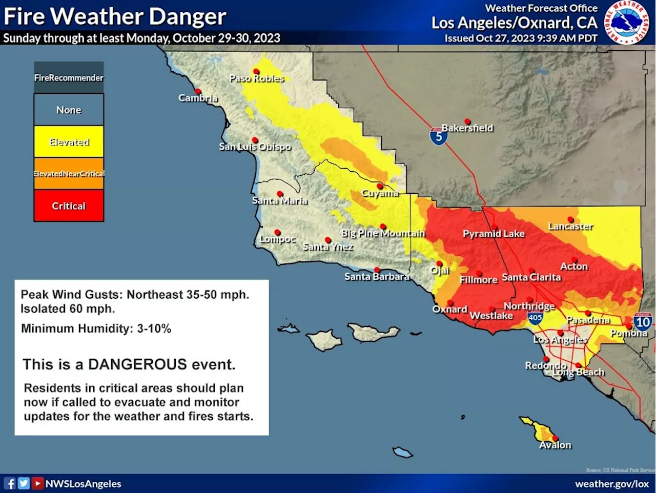 California faces ‘dangerous’ fire threat this weekend from high winds