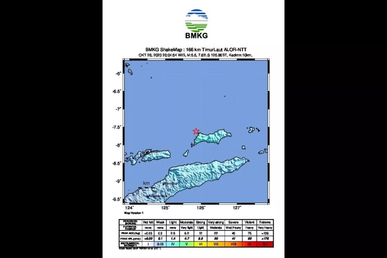 BMKG: Gempa M5,5 guncang barat laut Wetar Utara dipicu Wetar thrust