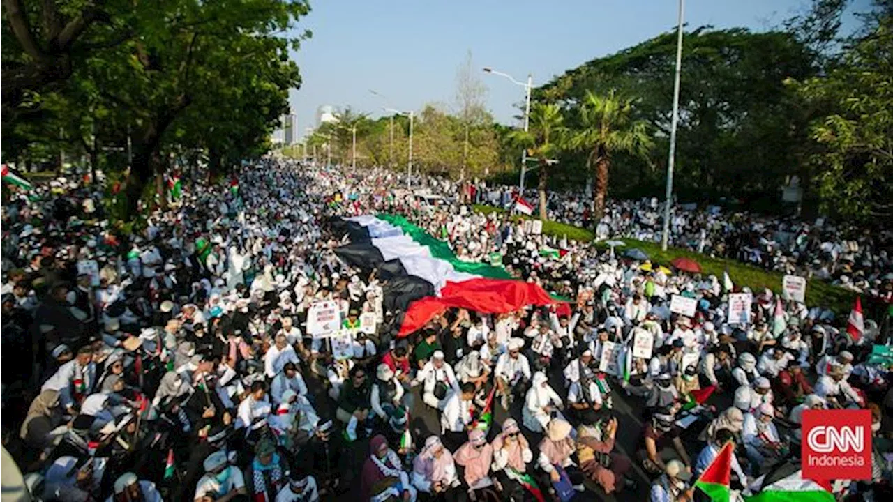 Ribuan Orang Aksi Dukung Palestina di Depan Kedubes AS di Jakarta