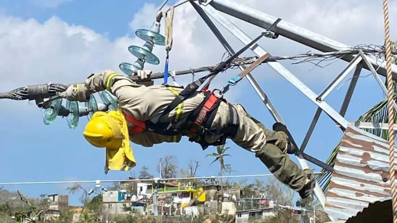 Restablece CFE 55% de electricidad en Guerrero, tras paso de huracán 'Otis'