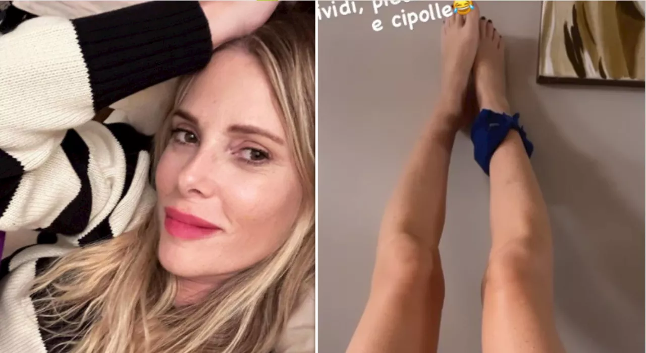 Alessia Marcuzzi aumentano i dolori alle gambe dopo le prove di ballo: «Lividi e piedi massacrati»