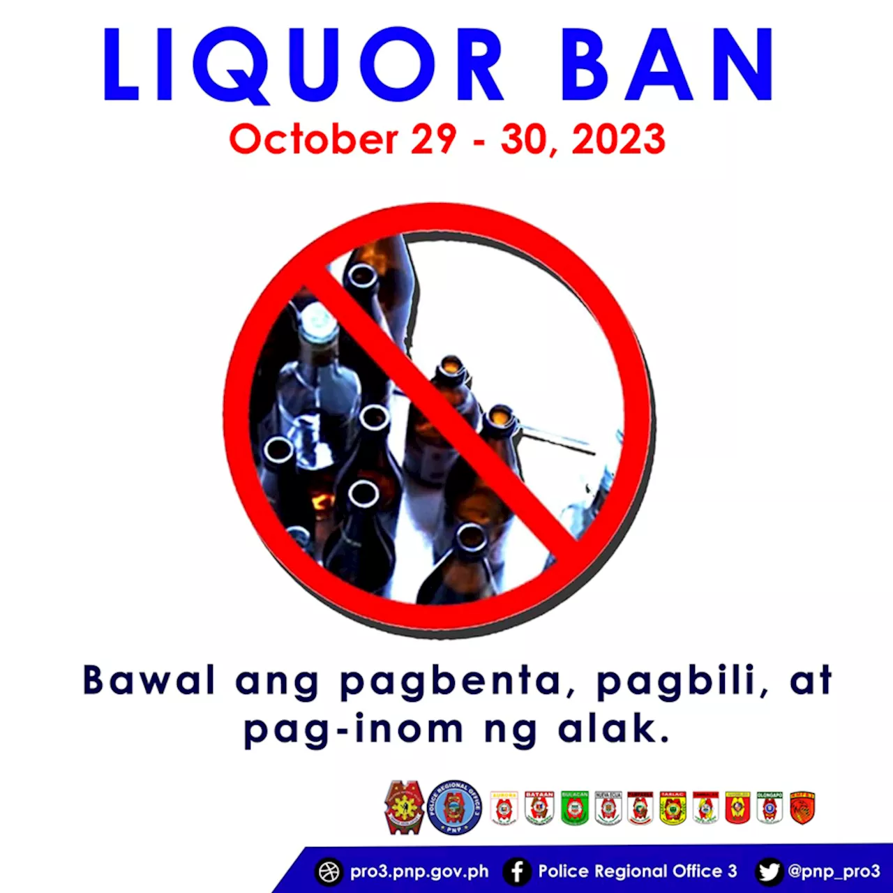 Liquor ban in line with BSKE in Central Luzon set