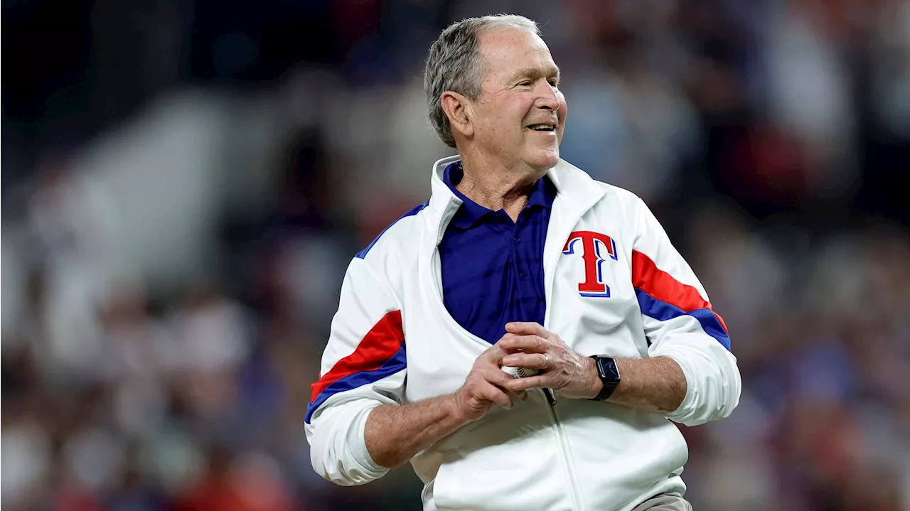 A little bounce in former President Bush's ceremonial first pitch to start the World Series