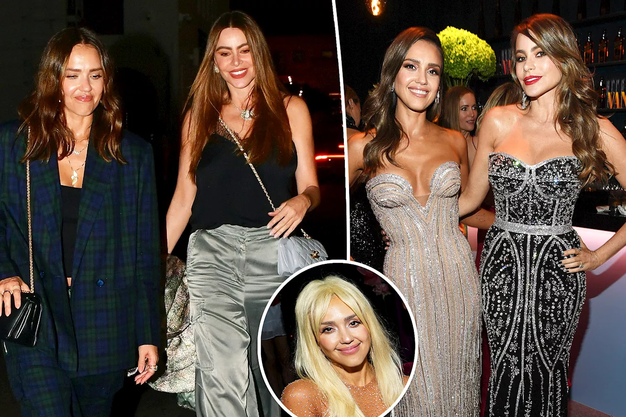 Jessica Alba joins Sofía Vergara for dinner before dressing up like Britney Spears at Halloween party