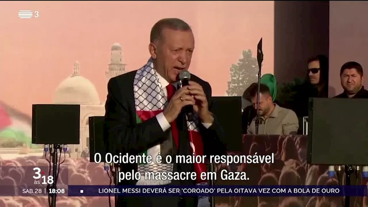 Erdogan acusa Ocidente de ser o 'principal culpado' dos massacres em Gaza