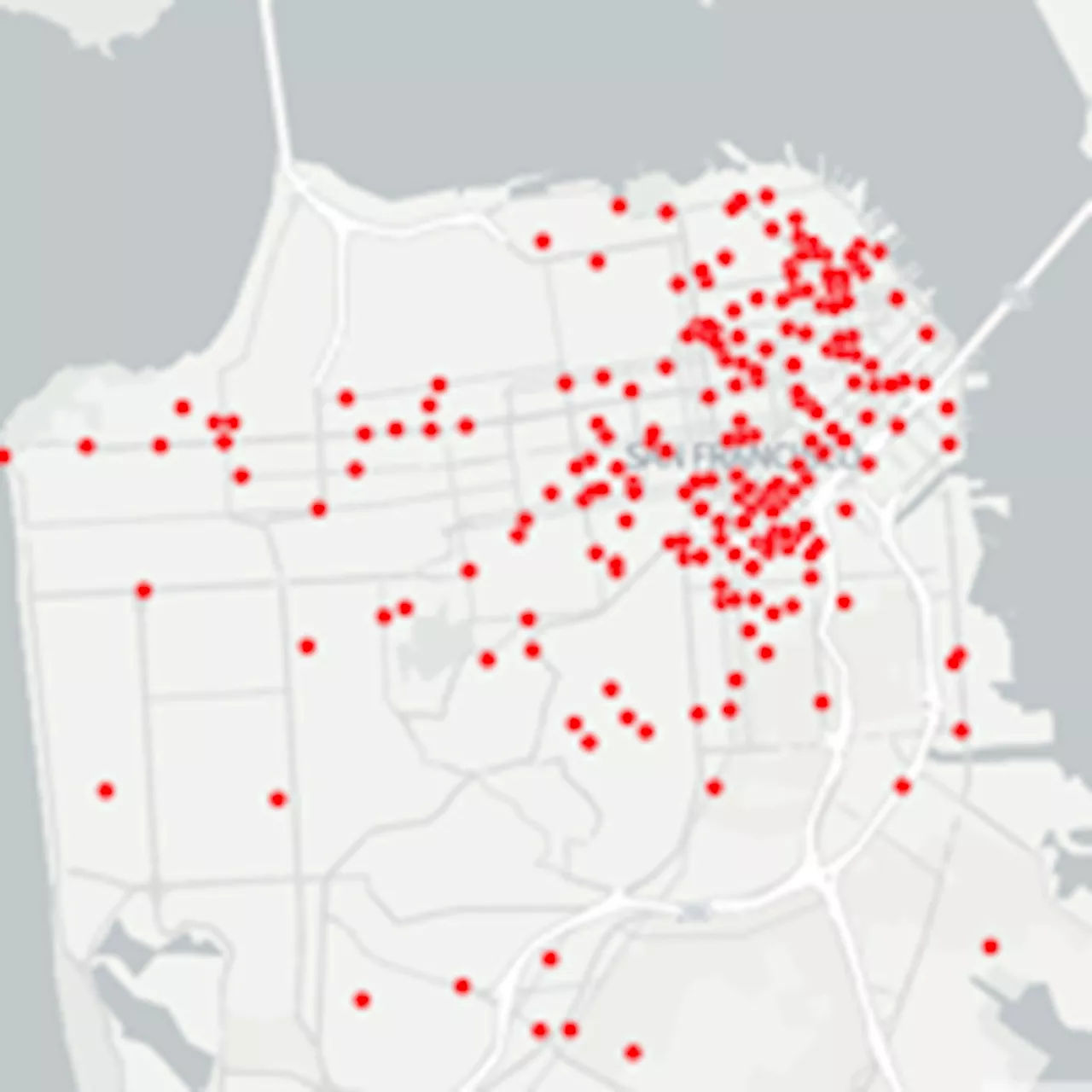 Map shows every AV crash in San Francisco