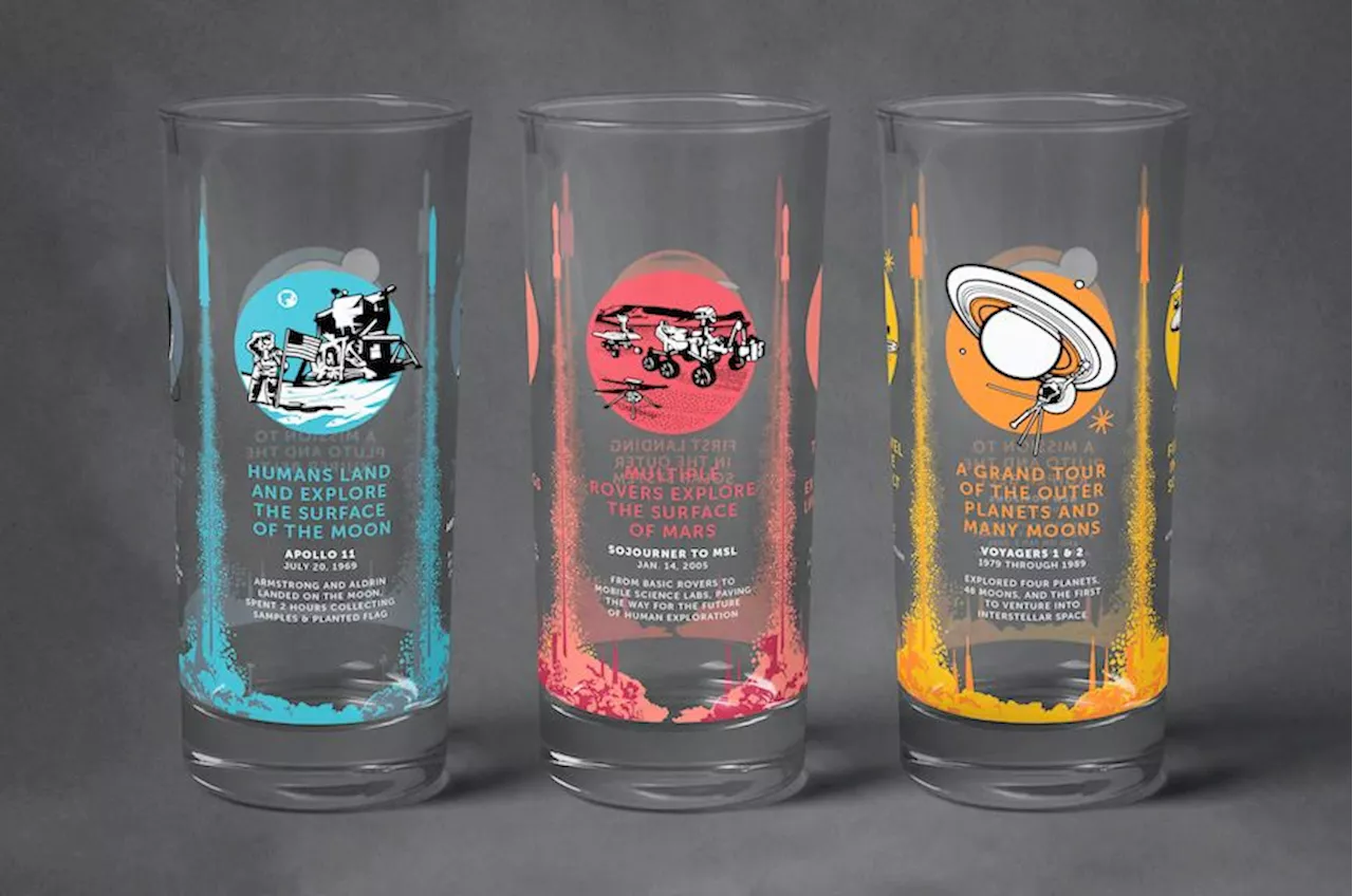 Drinkware with a twist of space history: New 'Milestones in Space' glass tumblers