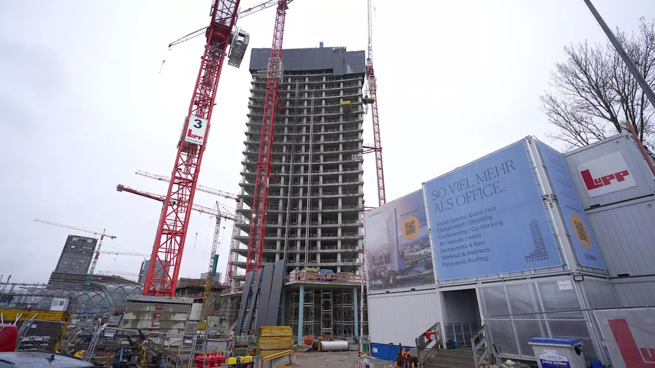 Bauarbeiten am Elbtower in Hamburg ruhen