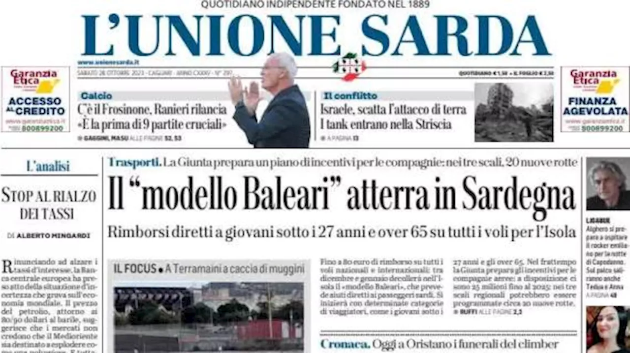 L'Unione Sarda apre sui rossoblu: 'Cagliari, domani sfida cruciale con il Frosinone'