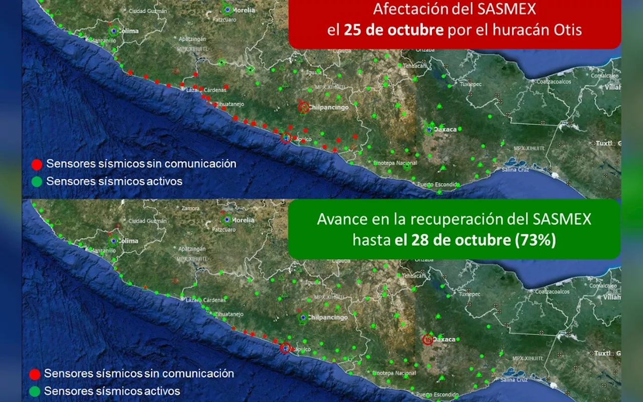 Reparan 19 de los 26 sensores sísmicos dañados por huracán Otis