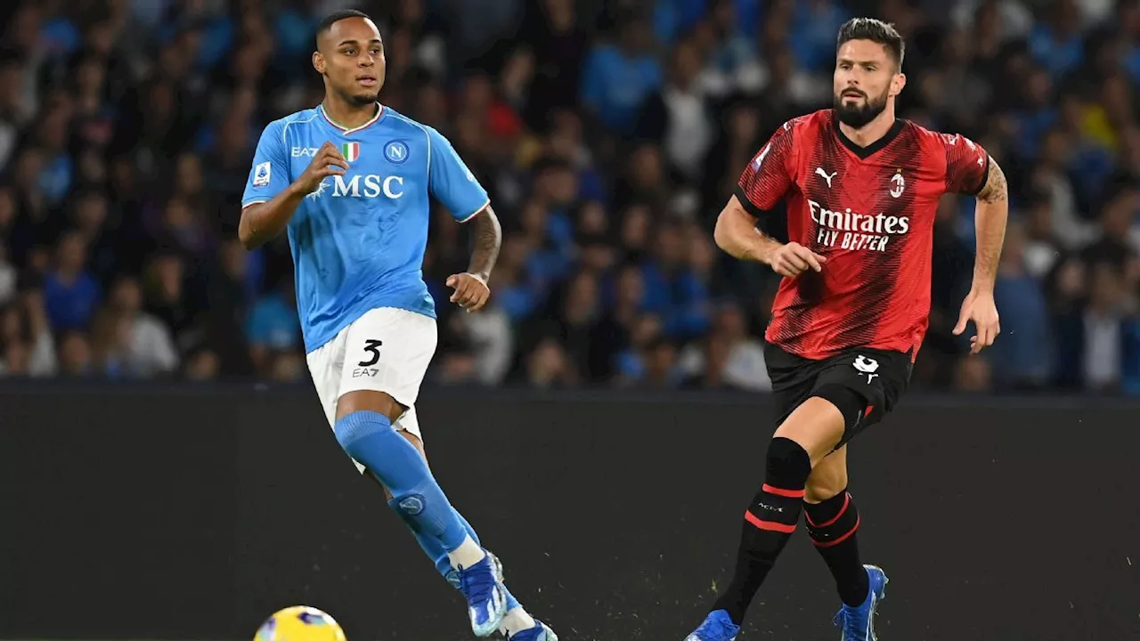 Napoli e Milan ficam no empate com Giroud artilheiro e brasileiro expulso