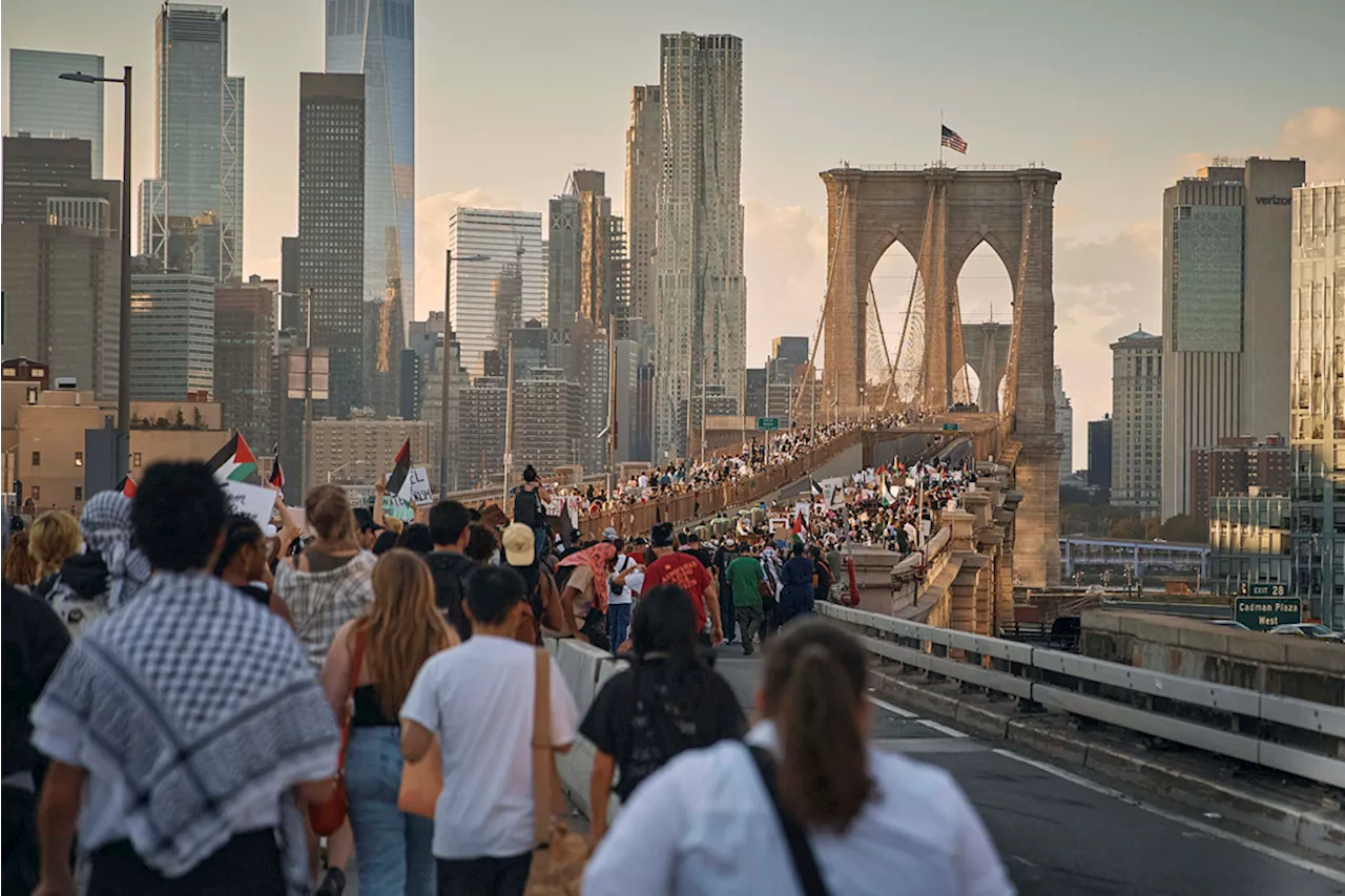 Thousands of pro-Palestinian protesters march in Brooklyn