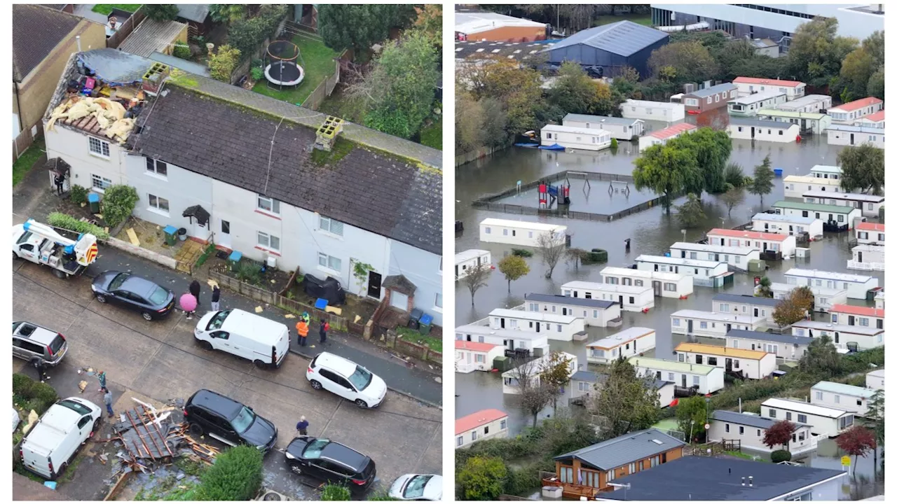 Roofs ripped off and homes under water in Sussex and Hampshire - Extreme weather in pictures