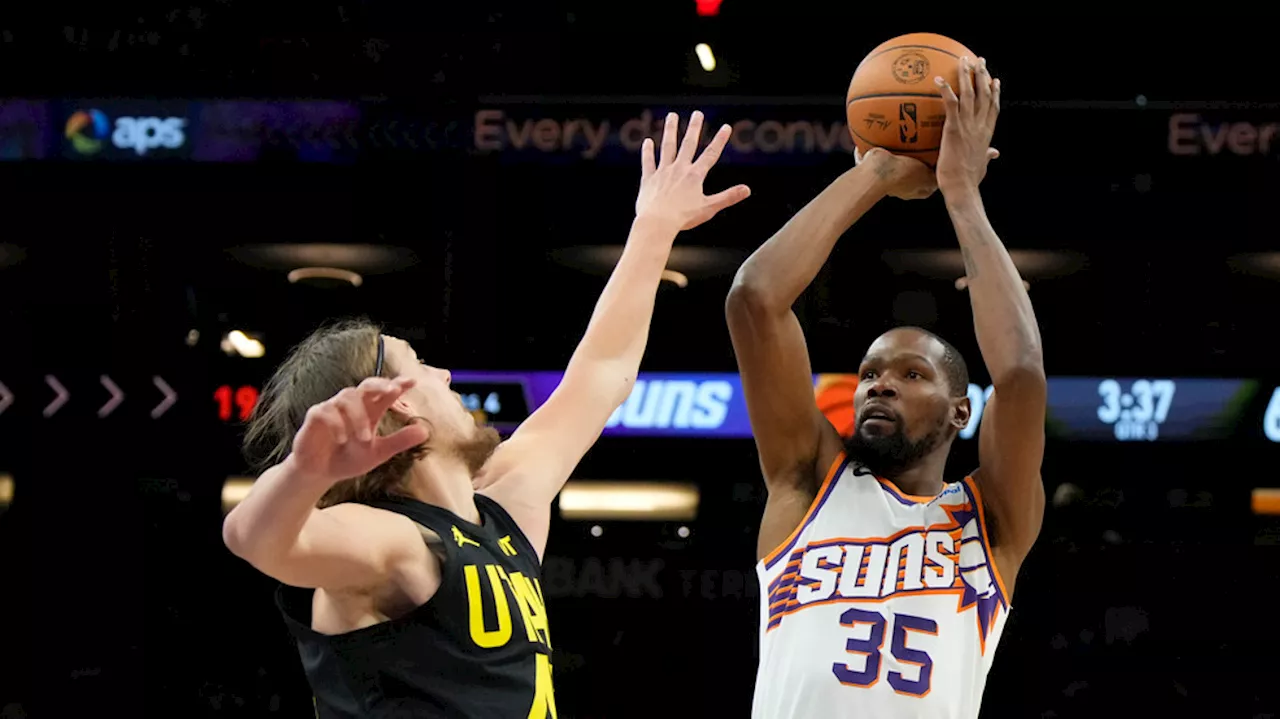 Kevin Durant scores 26 points as the Suns easily handle the Jazz 126-104