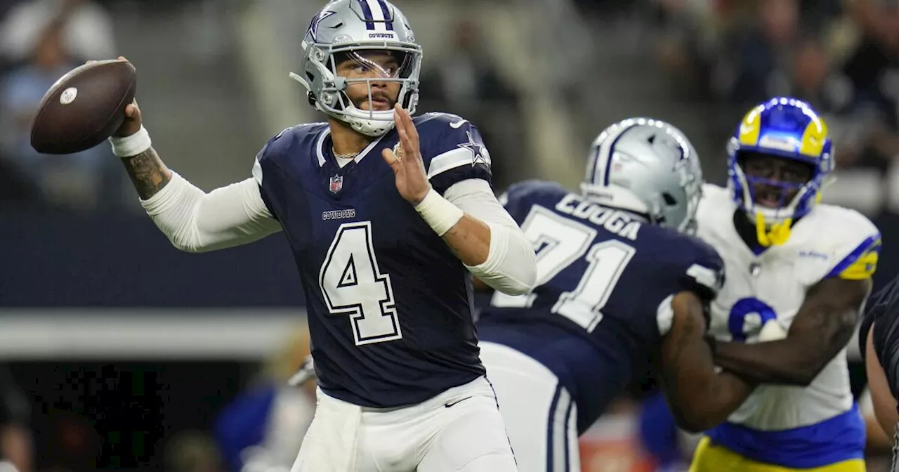 Prescott lanza 4 pases de touchdown y Cowboys superan 43-20 a Rams