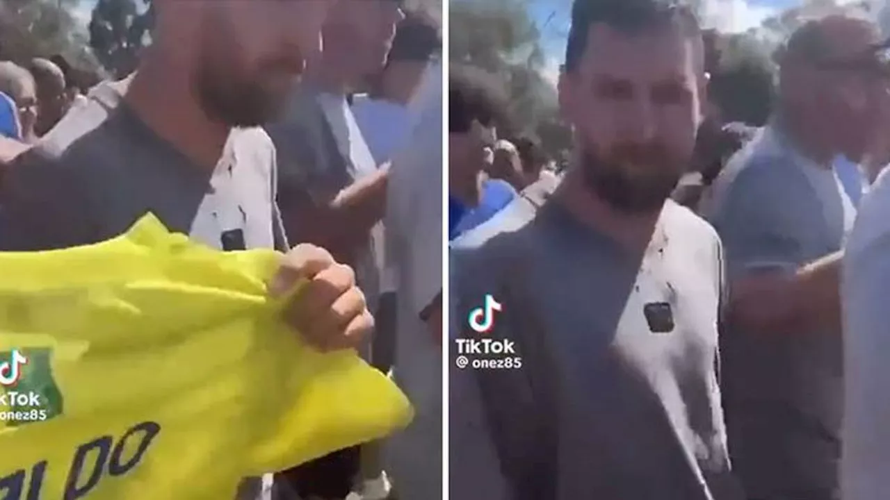 Messi's Shocked Reaction to Ronaldo Jersey at Fan Gathering