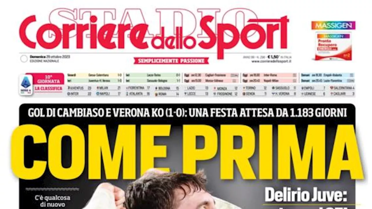 La prima pagina del Corriere dello Sport: 'Lukaku fa paura, bolgia a San Siro'