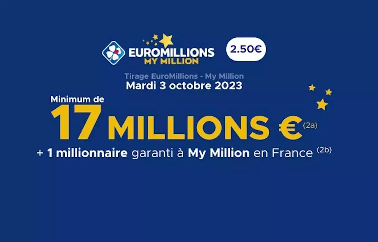 Tirage EuroMillions FDJ : 17 millions d'euros à gagner ce mardi 3 octobre