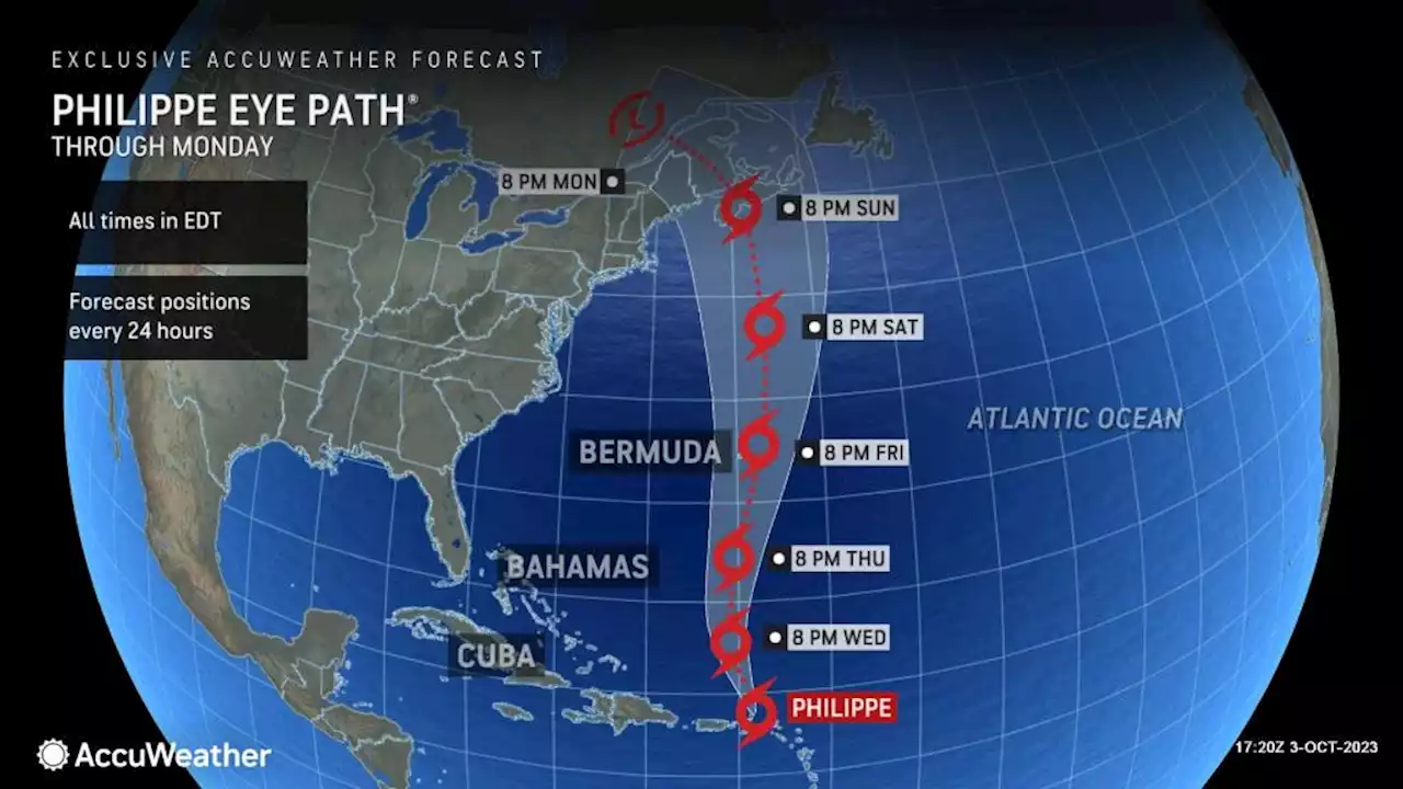 Long-tracking Tropical Storm Philippe to brush Bermuda en route to North America