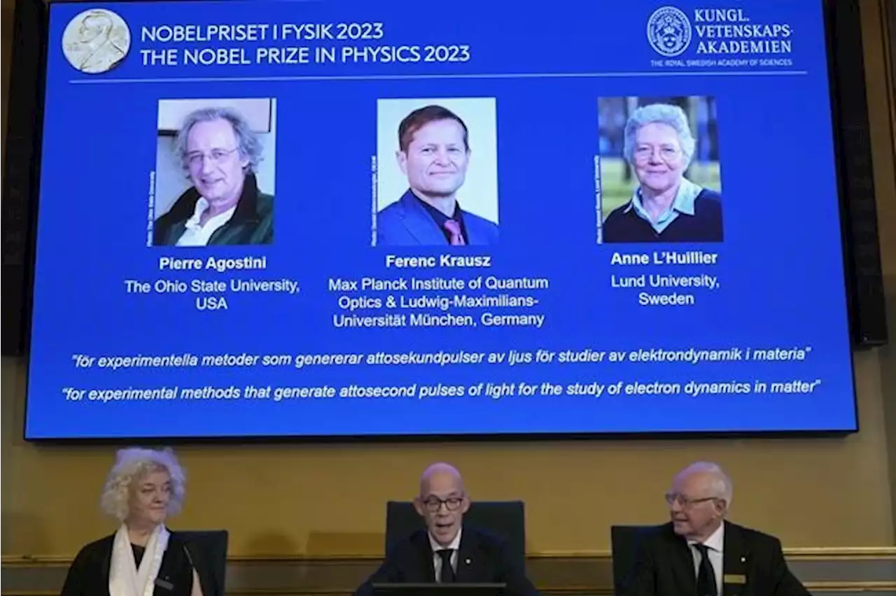 Agostini, Krausz and L’Huillier win physics Nobel for looking at electrons in fractions of seconds