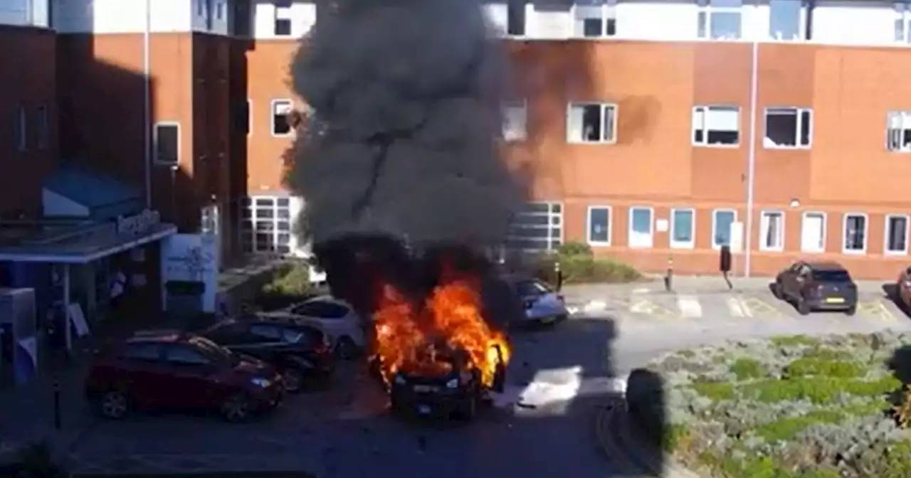 Moment taxi driver hugs security after hospital bomb went off