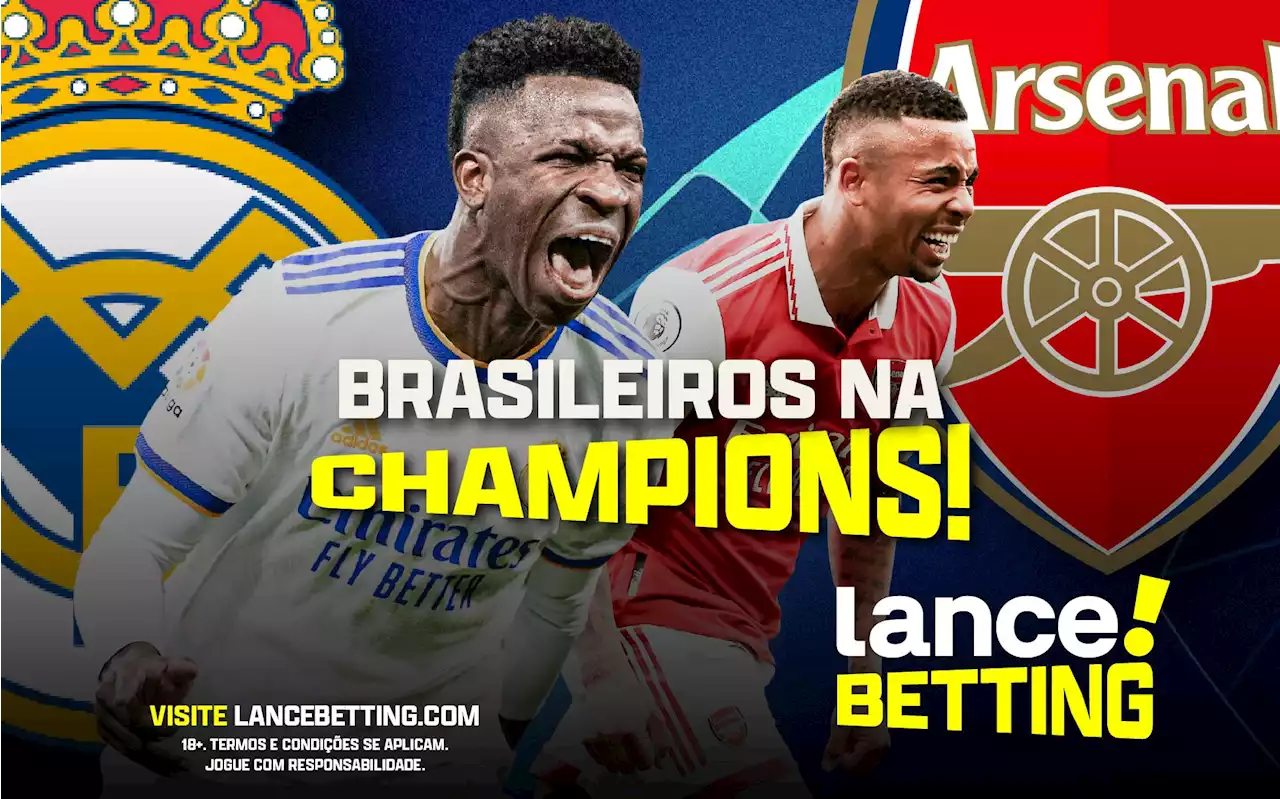 Terçou com os brazucas! Aposte R$10 e ganhe R$80 com Vini Jr e Gabriel Jesus na Liga dos Campeões