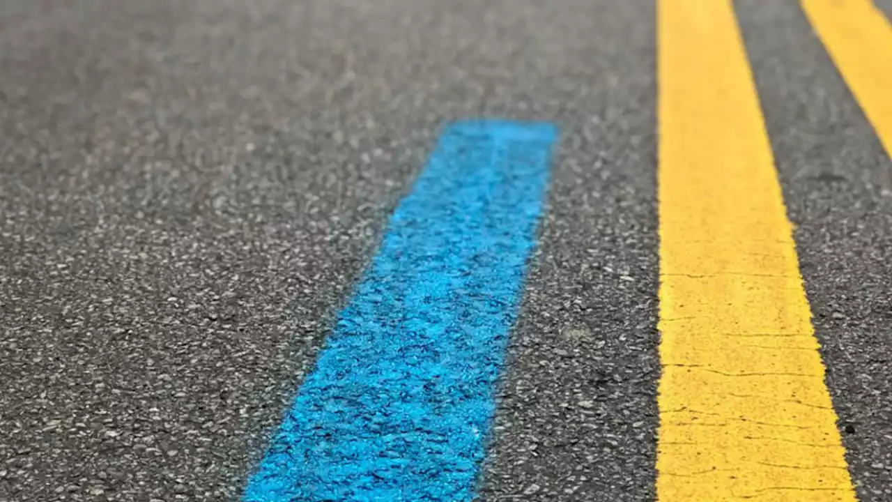 What the blue line painted on some city streets means for the upcoming Chicago Marathon