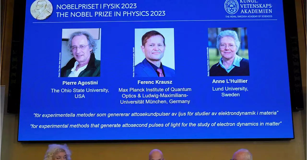 Trio win Nobel physics prize for tiny light pulses that capture changes in atoms