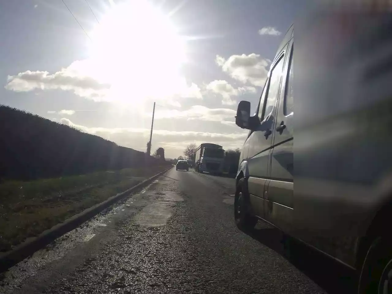 Van driver's dangerous overtake on cyclist as lorry approaches caught on camera