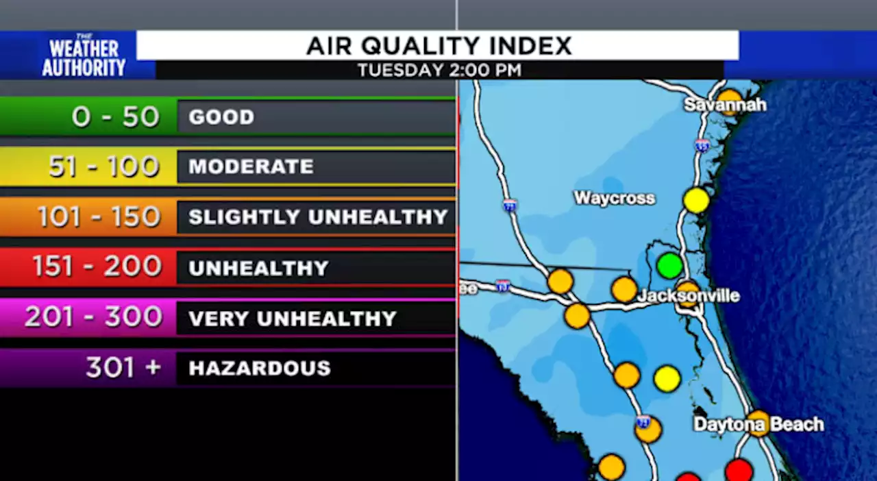 A smoky haze with a few showers