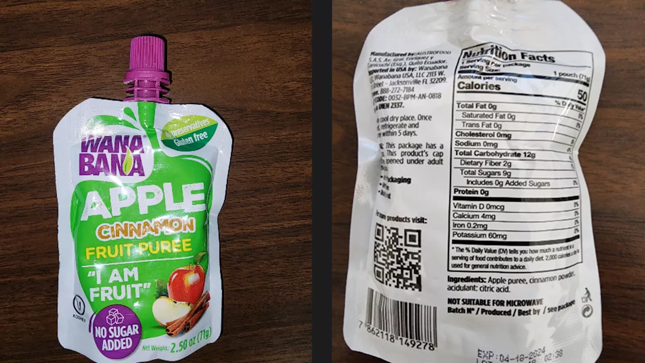 FDA urging people to be cautious after lead found in WanaBana Brand Apple Cinnamon Puree