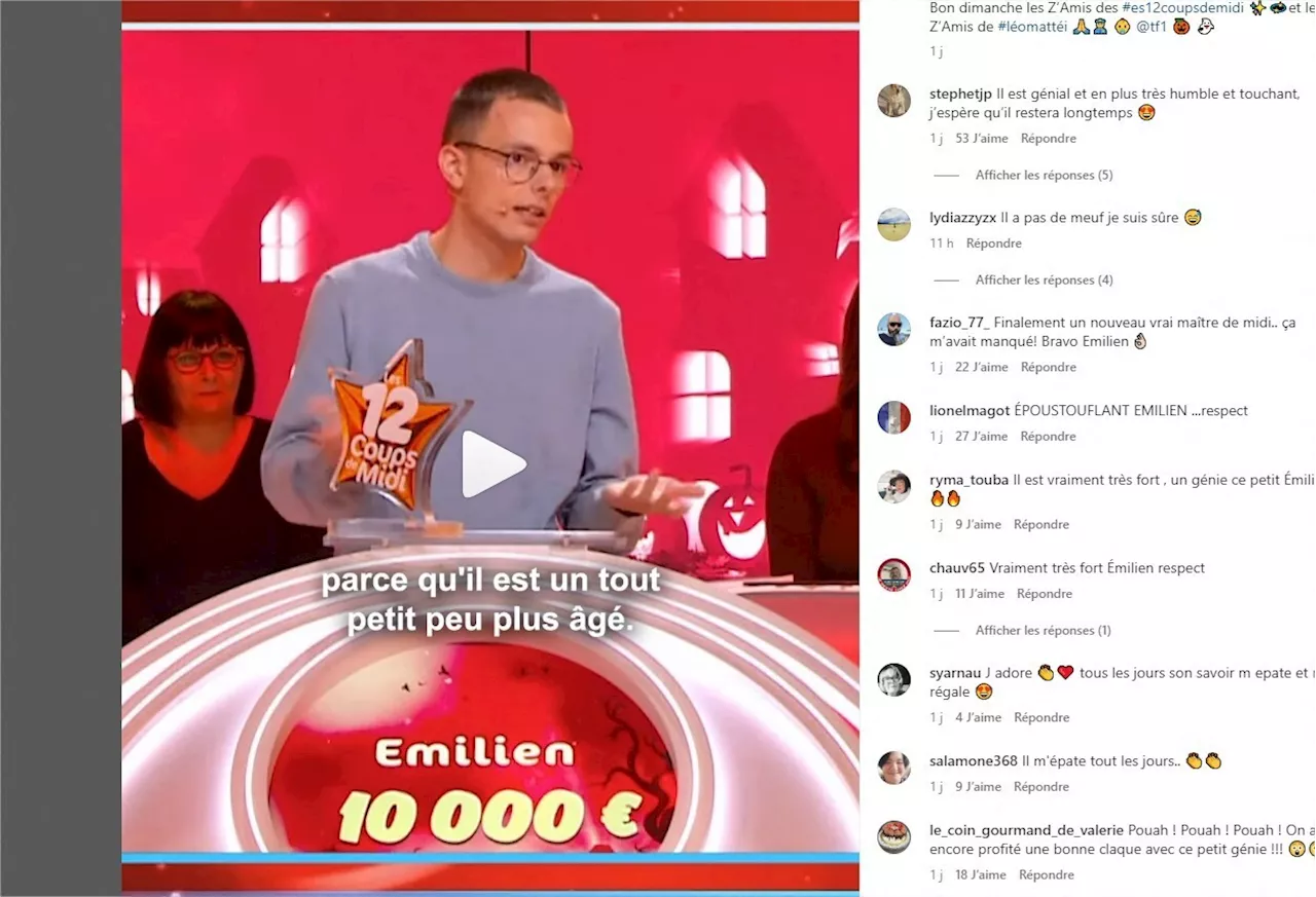 Émilien, nouveau champion des Douze Coups de Midi, est originaire de Vendée