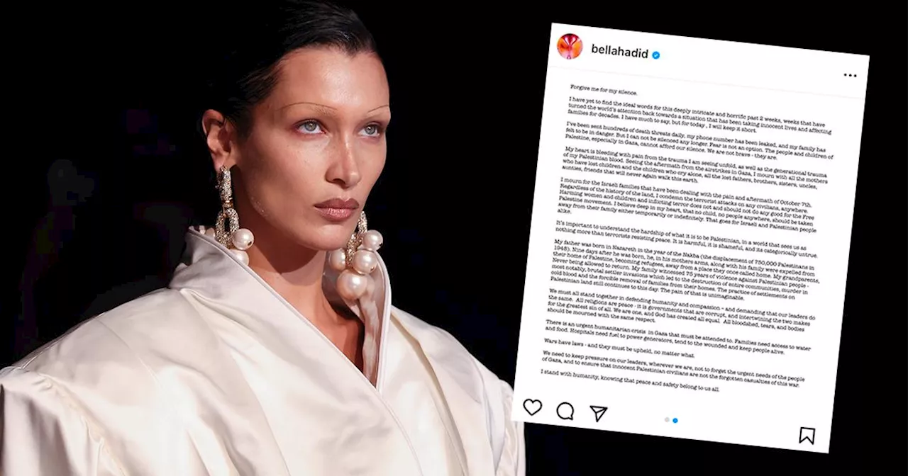 Bella Hadid om kriget: Har fått hundratals dödshot varje dag