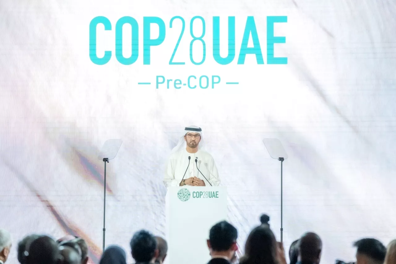 سلطان الجابر خلال الاجتماعات التمهيدية في أبوظبي لمؤتمر الأطراف: «COP28» يستهدف تحقيق تقدم جوهري في العمل المناخي