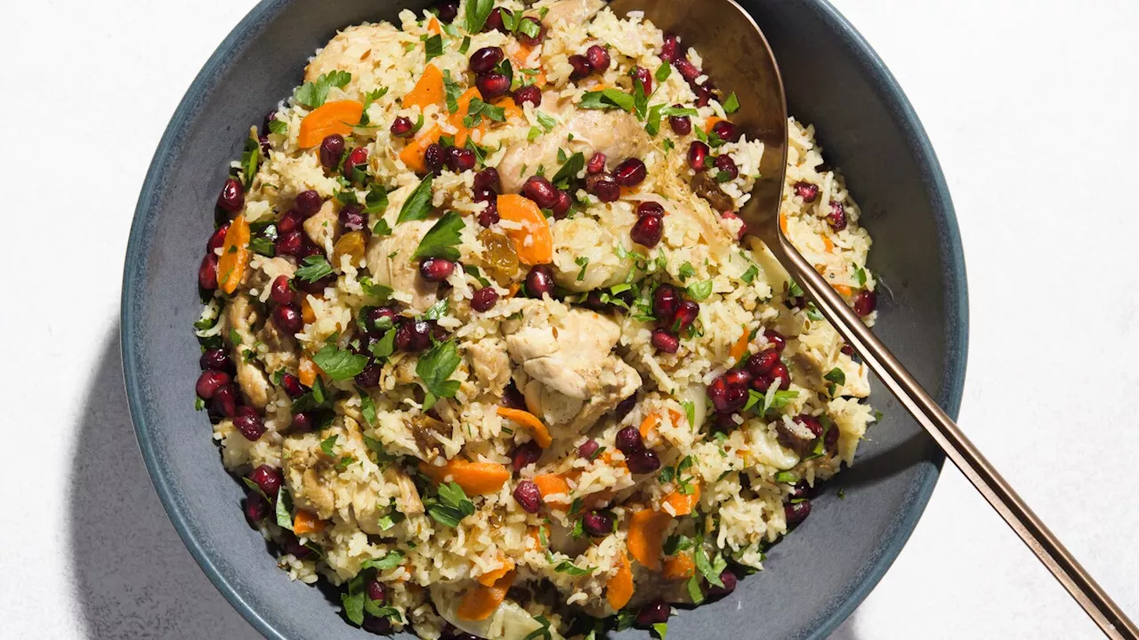 From Uzbekistan, a cuminy rice pilaf comes studded with sweet pops of flavor