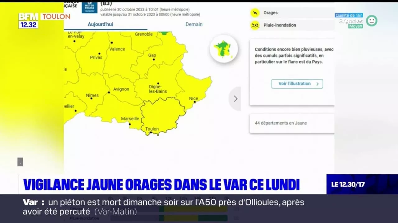 Var: le département placé en vigilance jaune orages