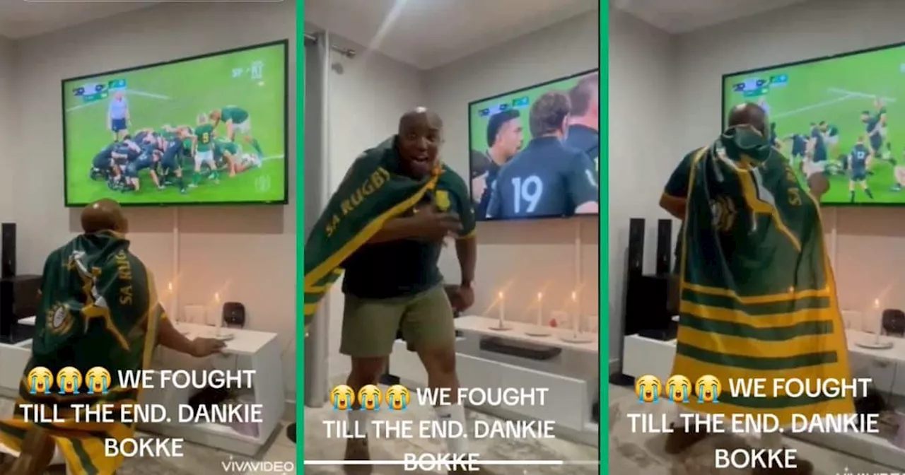 Viral Afrikaans-speaking Springboks Fan Lights Candles and Cheers as He Watches the RWC Final