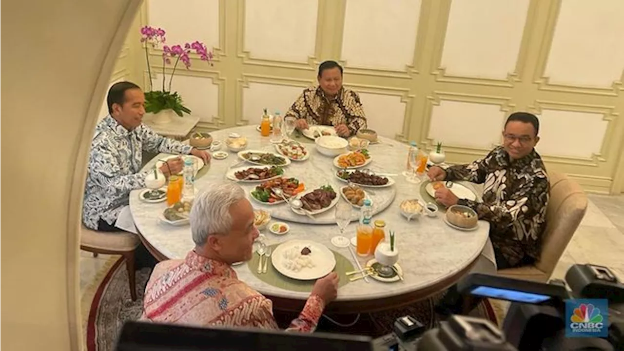 Penampakan Jokowi Makan Bareng Anies-Ganjar-Prabowo di Istana