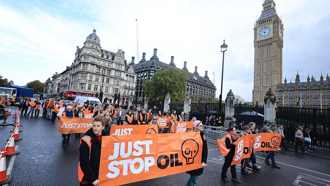 They're back! Moment van driver begs 'please let me by' as Just Stop Oil brings traffic to a halt in...