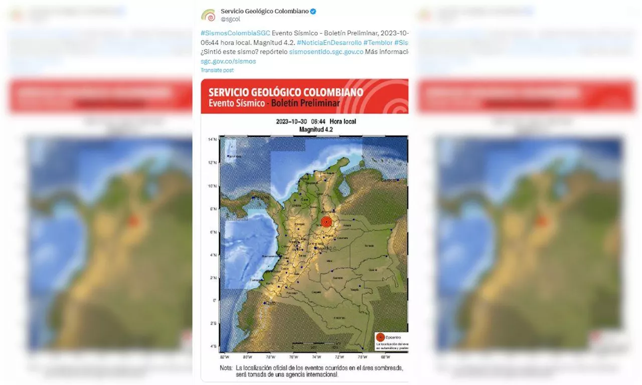 Temblor en Colombia: fuerte sismo sacude a varias ciudades del país este lunes