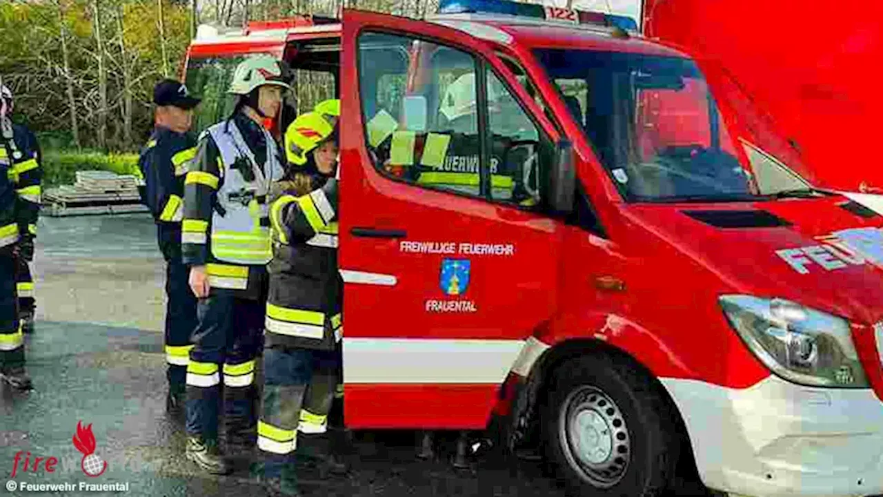 Stmk: Frauentaler Feuerwehren bei der Gemeindeübung am Werksgelände der Firma Sorger