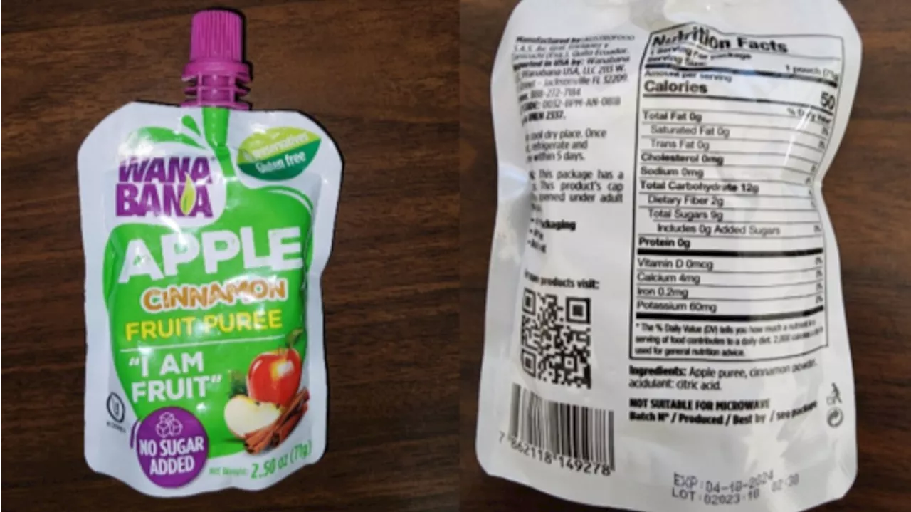 FDA: WanaBana Apple Cinnamon Fruit Puree Pouches recalled due to lead